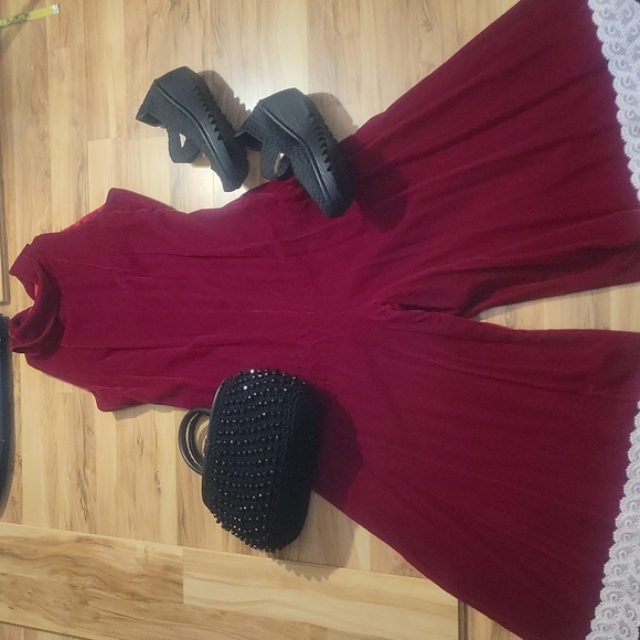 Vintage 70s Raspberry Velvet Romper Loungewear S - Picture 1 of 16